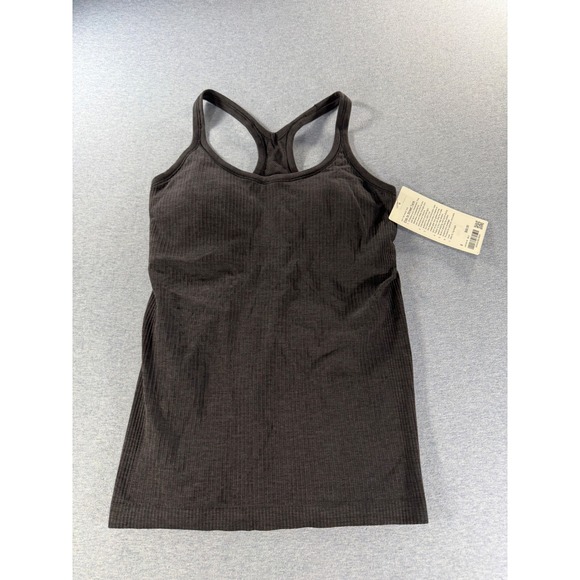 Black Tops - Lululemon Ebb to Street Tank Black Ribbed Built-in Shelf Bra LW1AX1S Size 8